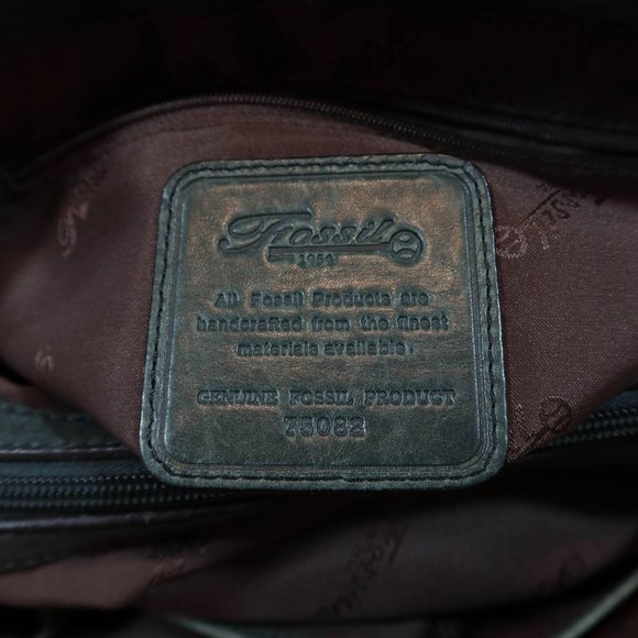 FOSSIL Dark Forest Green Leather Medium Divided Satchel Handbag Shoulder Bad - Picture 12 of 15